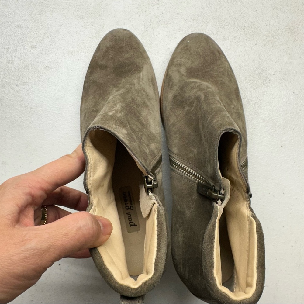 Paul Green Olive Suede Ankle Boots, Size 6 US - Picture 5 of 7